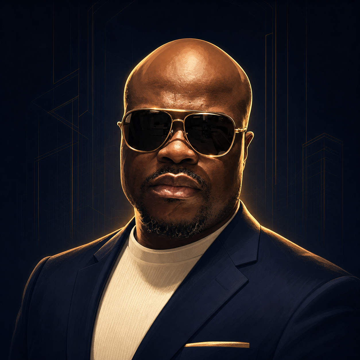 Stylized portrait of Joseph Nwudu